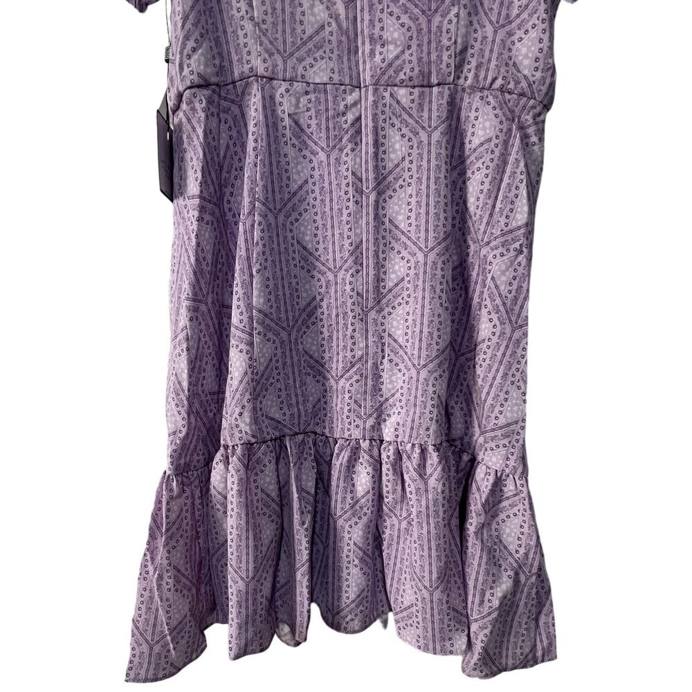 LAUNDRY SHELLI SEGAL WMNS SZ 4 PURPLE FLORAL RUFFLE PUFF SLEEVE MINI DRESS NEW - Picture 8 of 12
